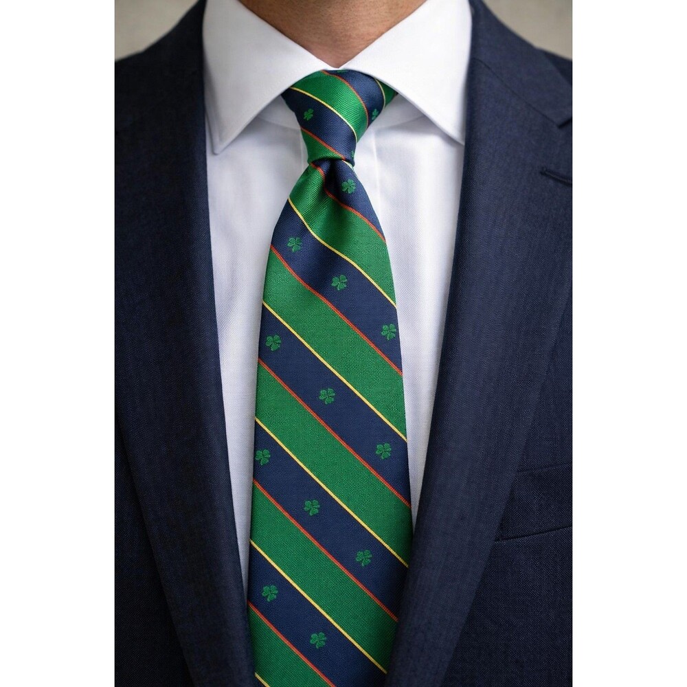 Tie 70s 80s 90s Y2K Maus And Hoffman Silk Green Blue Shamrock 3.25 Wide 57 Long